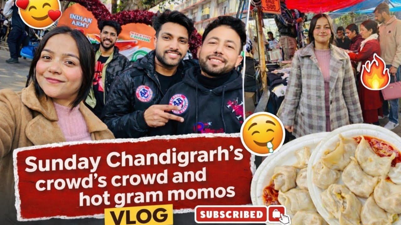 Itni Bheed!😲 Sunday Chandigarh Market & Hot Momos Vlog 😍||Shantysona Vlogs