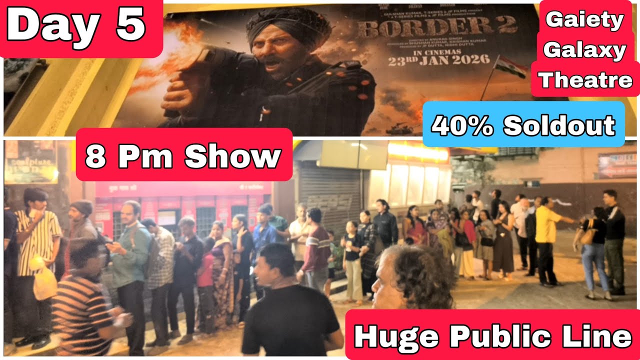 Border 2 Movie Huge Public Line Day 5 For 8.15 Pm Show At Gaiety Galaxy Theatre In Mumbai