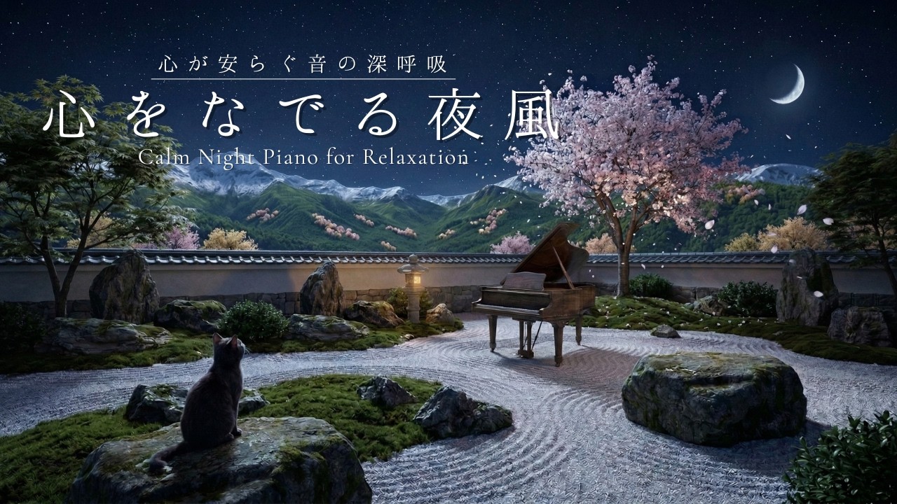 【高音質ピアノBGM】心をなでる夜風 - 優しいフェルトピアノ｜作業用・リラックス