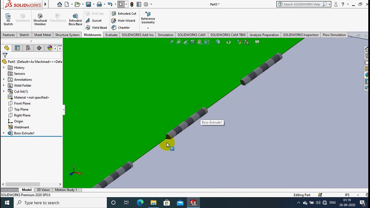 INTERMITTENT WELDING BEAD | SOLIDWORKS 2020
