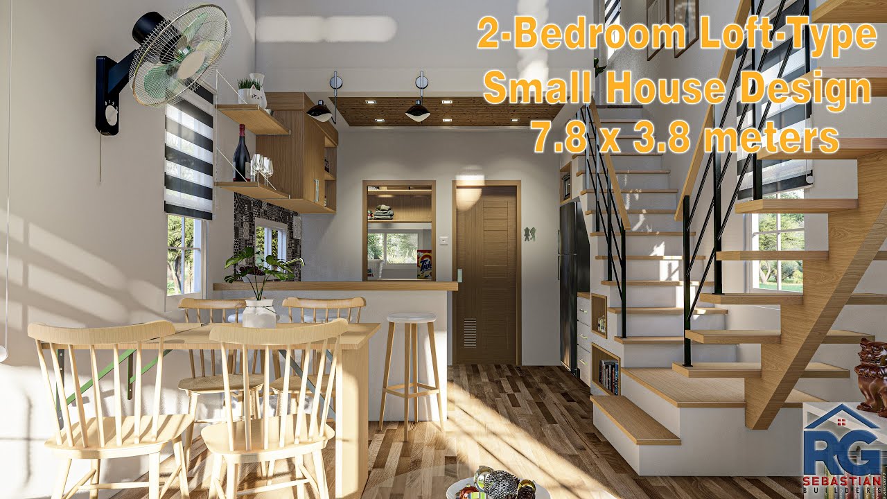 2-Bedroom Loft-Type Small House Design  (7.8x3.8 Meters)