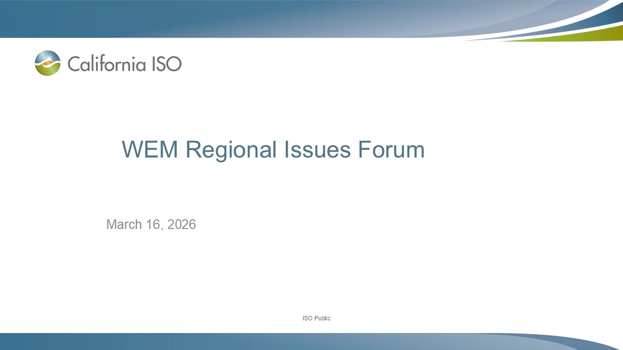 Mar 16, 2026 - WEM Regional Issues Forum