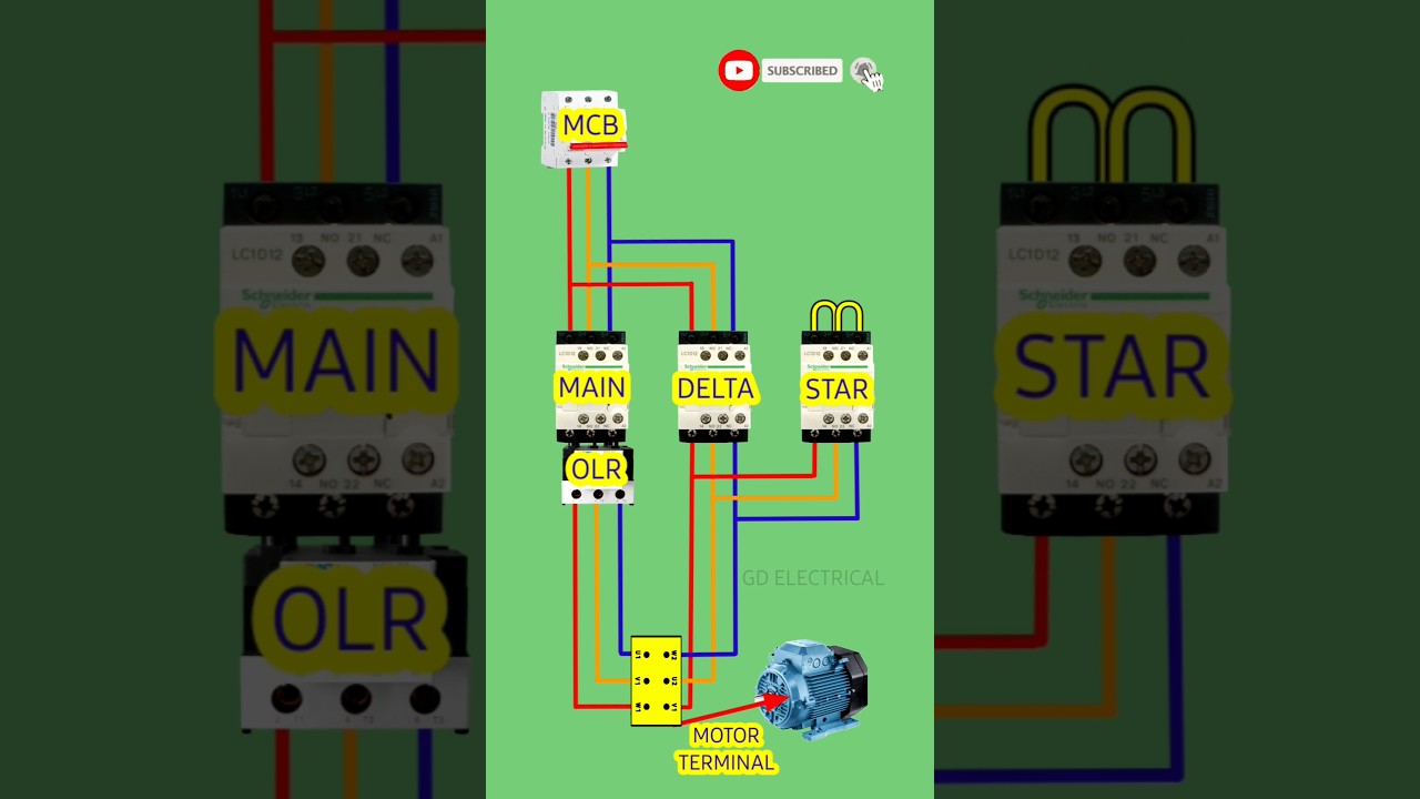 Star delta starter complete power wiring connection #stardeltastarterpowerwiring #stardelta