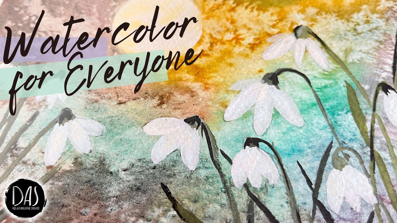 EXTREME Watercolor FUN with salt sprinkled in background (PLUS secrets for painting SNOWDROPS!)