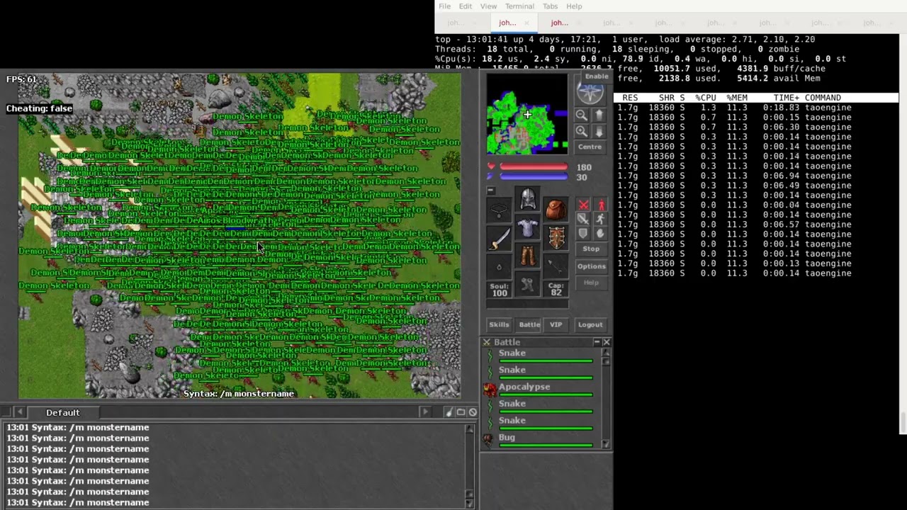 TaoEngine multithreaded performance (Open Tibia OTS MMORPG)