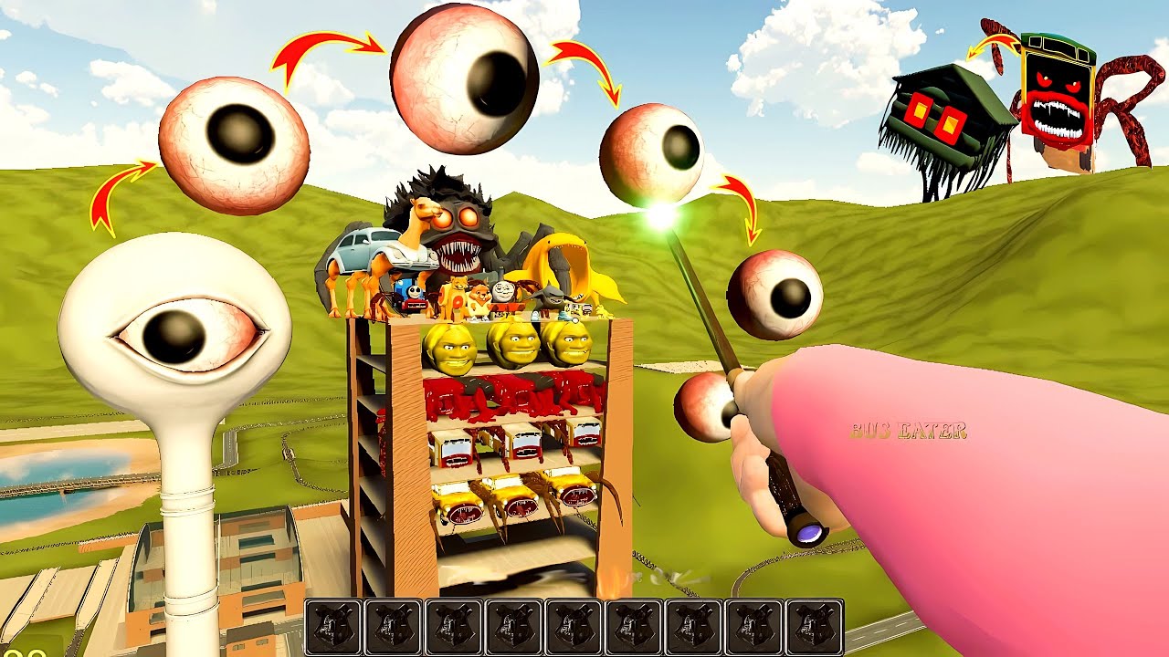 ALL MONSTERS Big & Small: New Water Eye Tower Monster Vs Real Life Vs Italian Brainrot in GMod!?