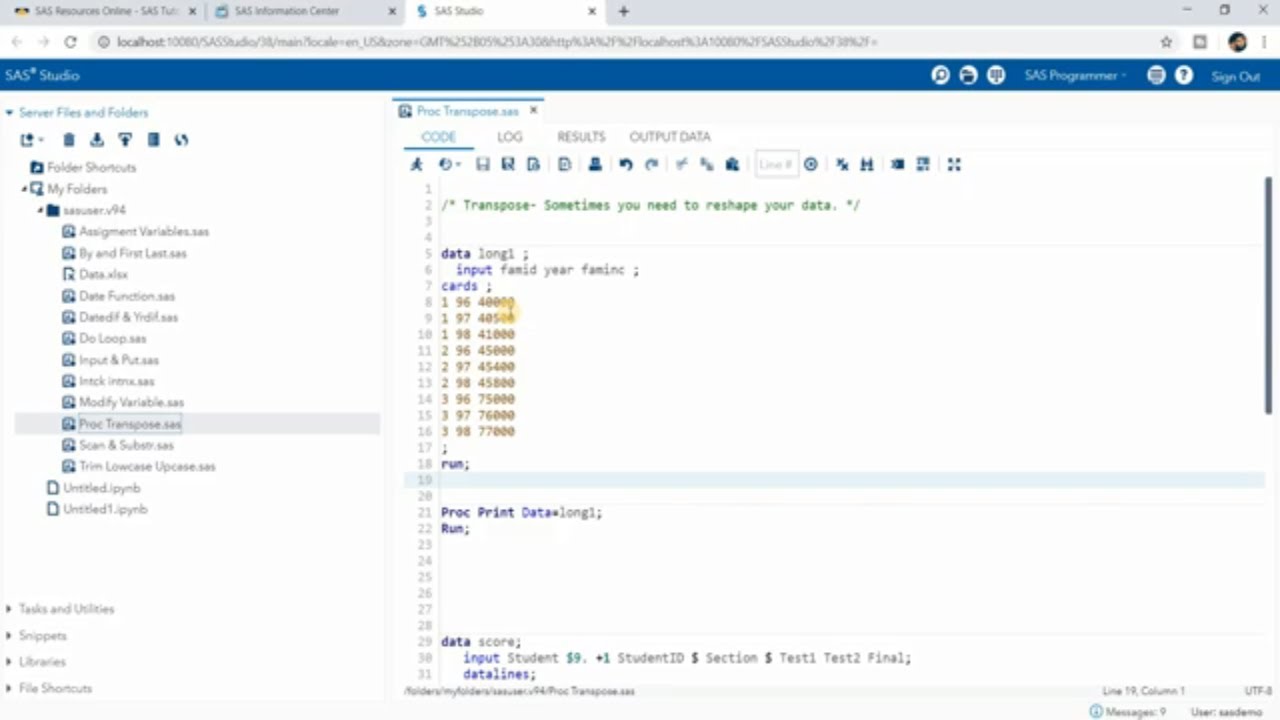 SAS Certification Part  15 Proc Transpose