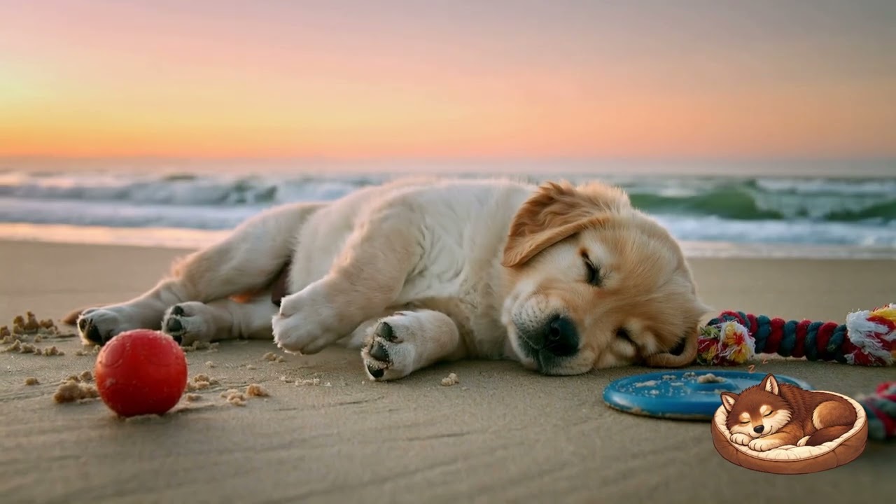Puppy Beach Sleep | 🌊🐾 8 Hours of Calming Relax, Study, Meditate, Sleep Music 🐾🌊