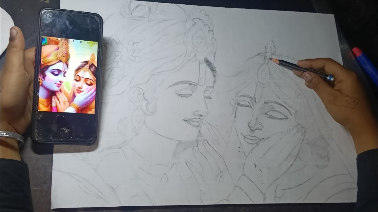 Holi special Radha krishnan drawing| Radha Krishna ki drawing kaise banaen ❤️❤️❤️❤️