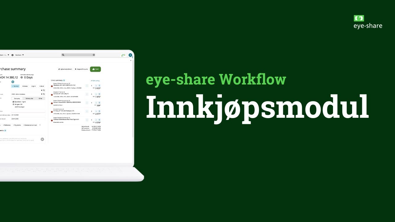 Bli kjent med Innkjøpsmodulen i eye-share Workflow