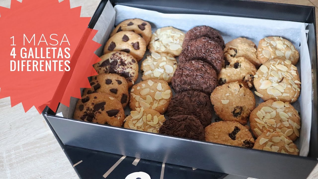 🍪Como Hacer 4 galletas caseras diferentes  1 Sola masa SIN GLUTEN (fácil)