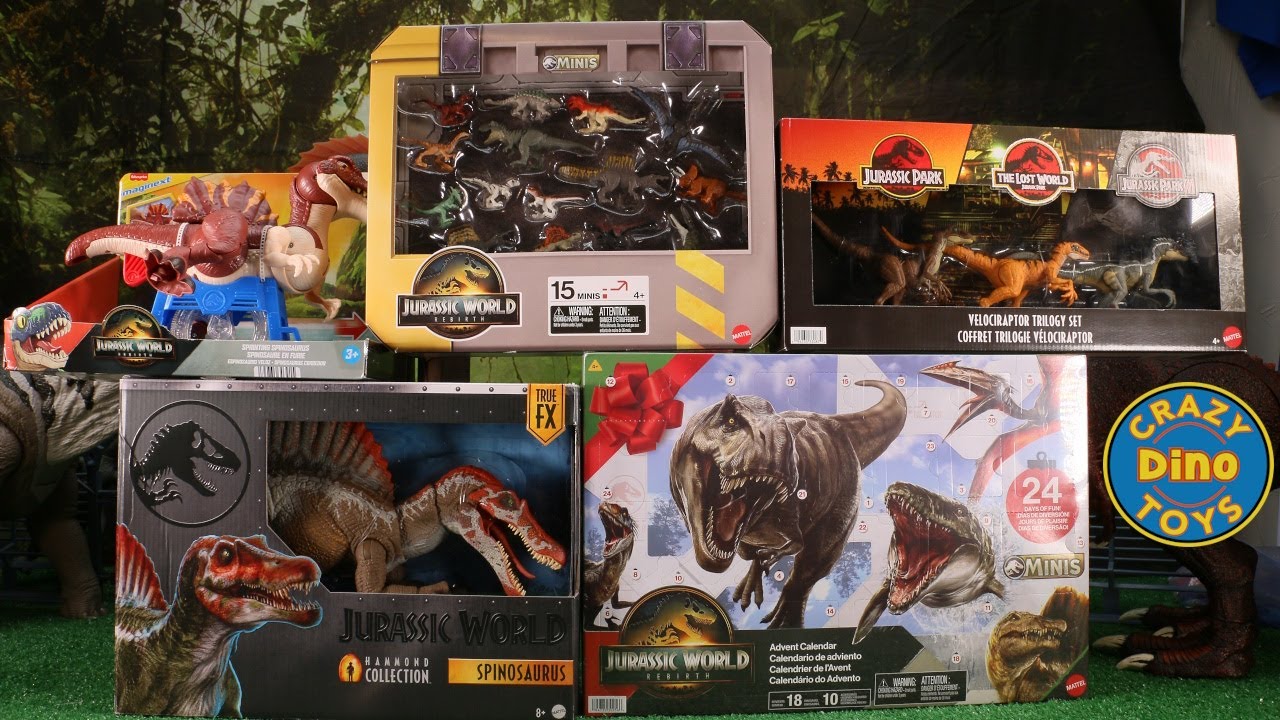 5 игрушек-динозавров Jurassic World Rebirth, распакованная коллекция Hammond, настоящий спинозавр...