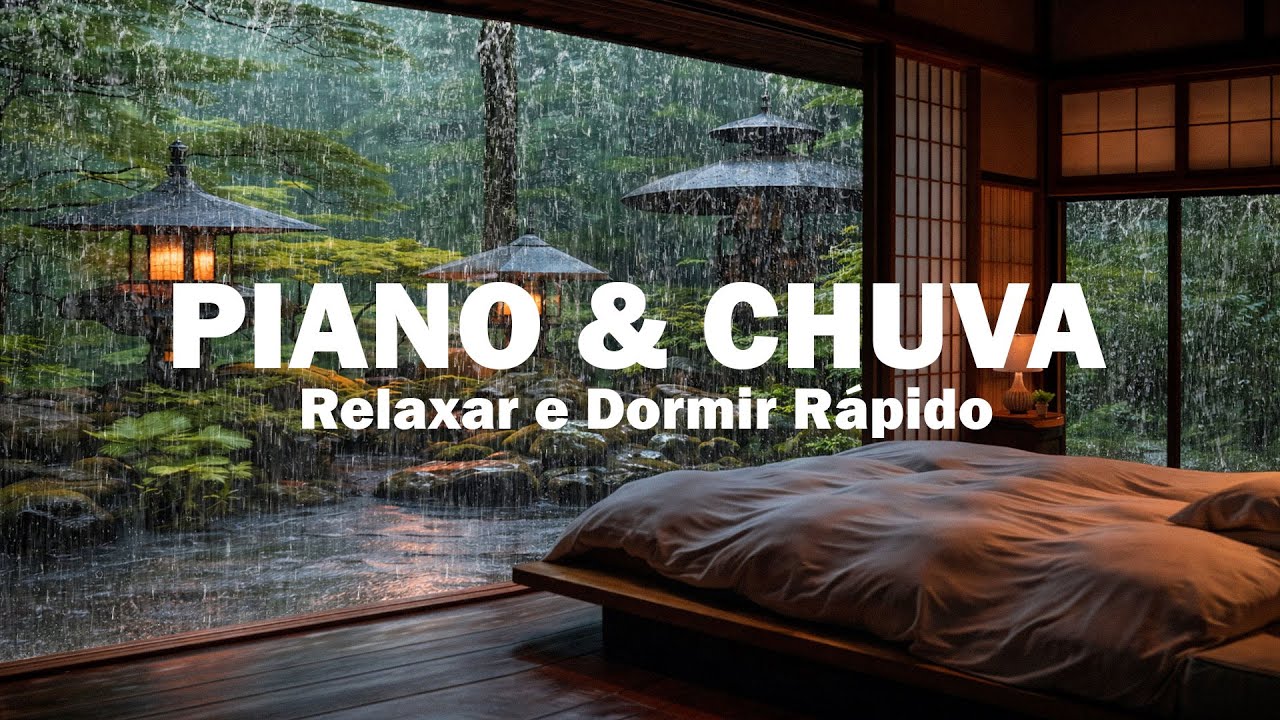 Música Relaxante para Dormir – Piano Suave & Chuva Alívio do Estresse e Adormeça Instantaneamente