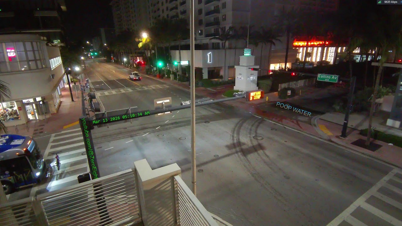 LIVE 4K South Beach, Miami Beach  24/7 Street Cam on Collins Ave