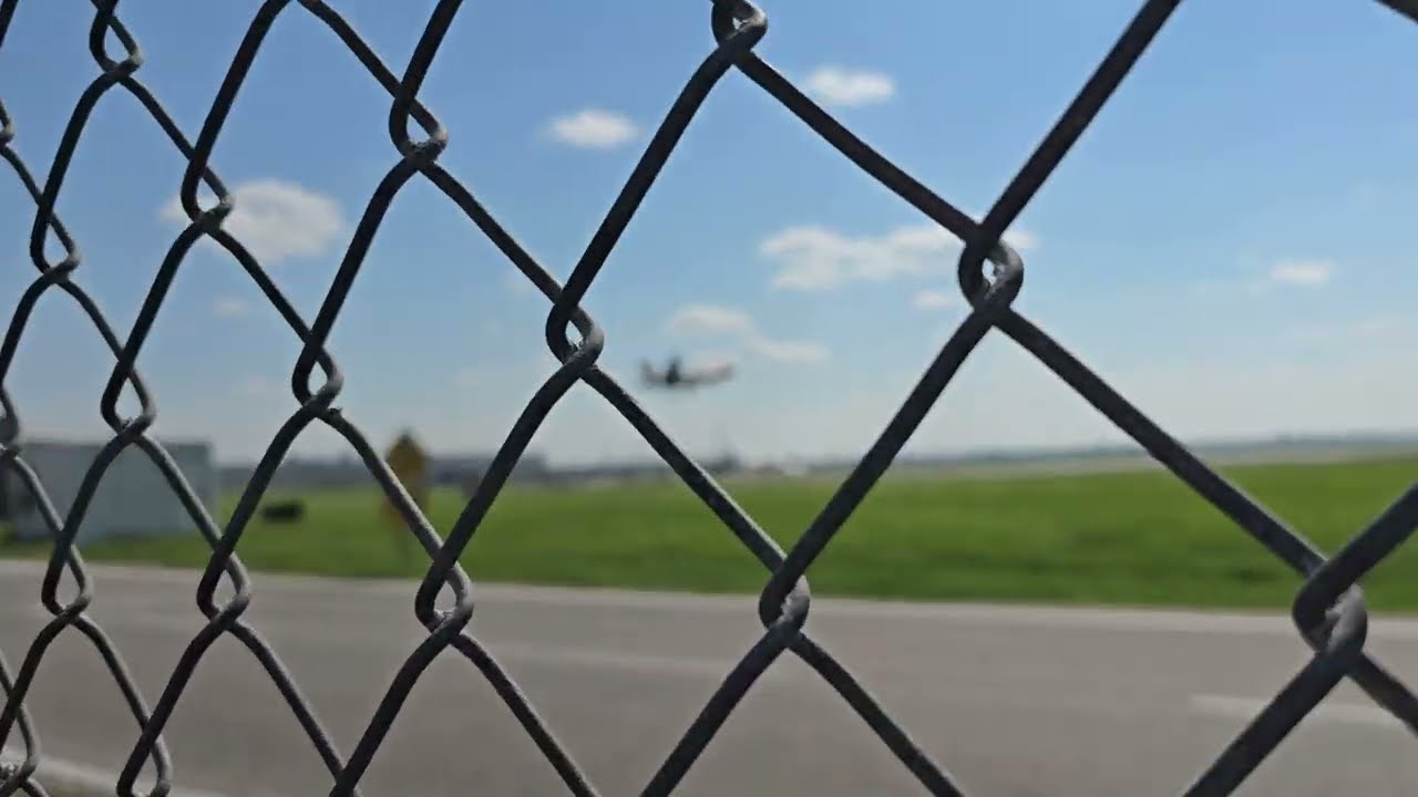 F22 Raptor Landing at RWY 23 Pearson International. Emirites A380 ready on ramp, ready for takeoff
