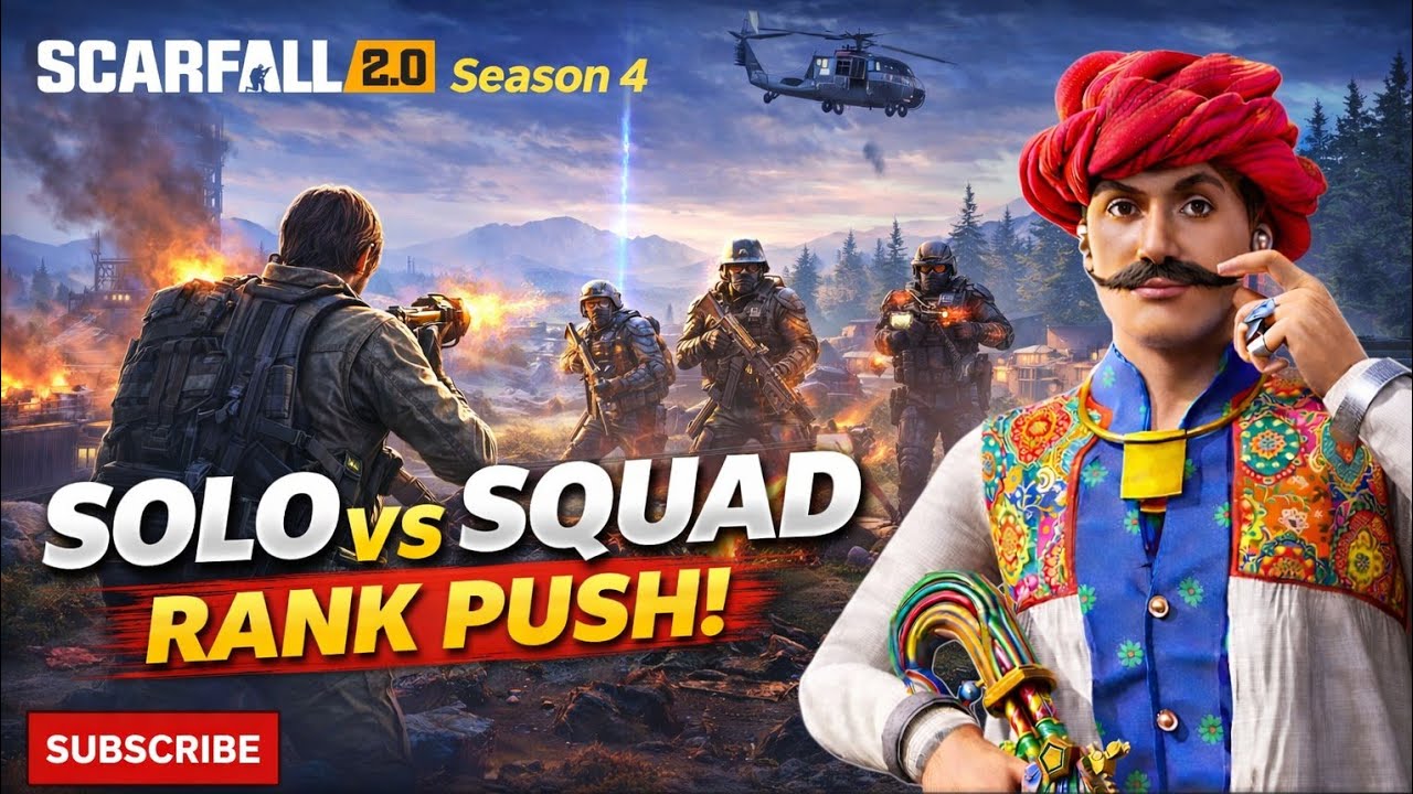 Scarfall 2.0 live Season 4 Rank Push  🔥 Solo Squad Clutch Gameplay | Full Action Stream