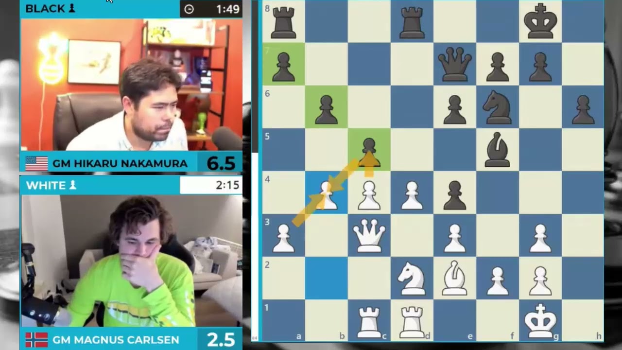 NICE PAWN!! Magnus Carlsen vs Hikaru Nakamura || Speed Chess Championship 2022 - F - R10