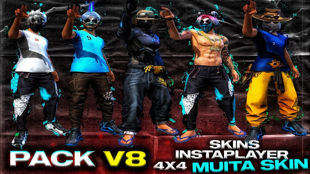 PACK de TEXTURA INSTAPLAYER/4X4🔥V8 SKINS MOD PARA O FREE FIRE🔥(FF NORMAL/ MAX?/IPHONE?)