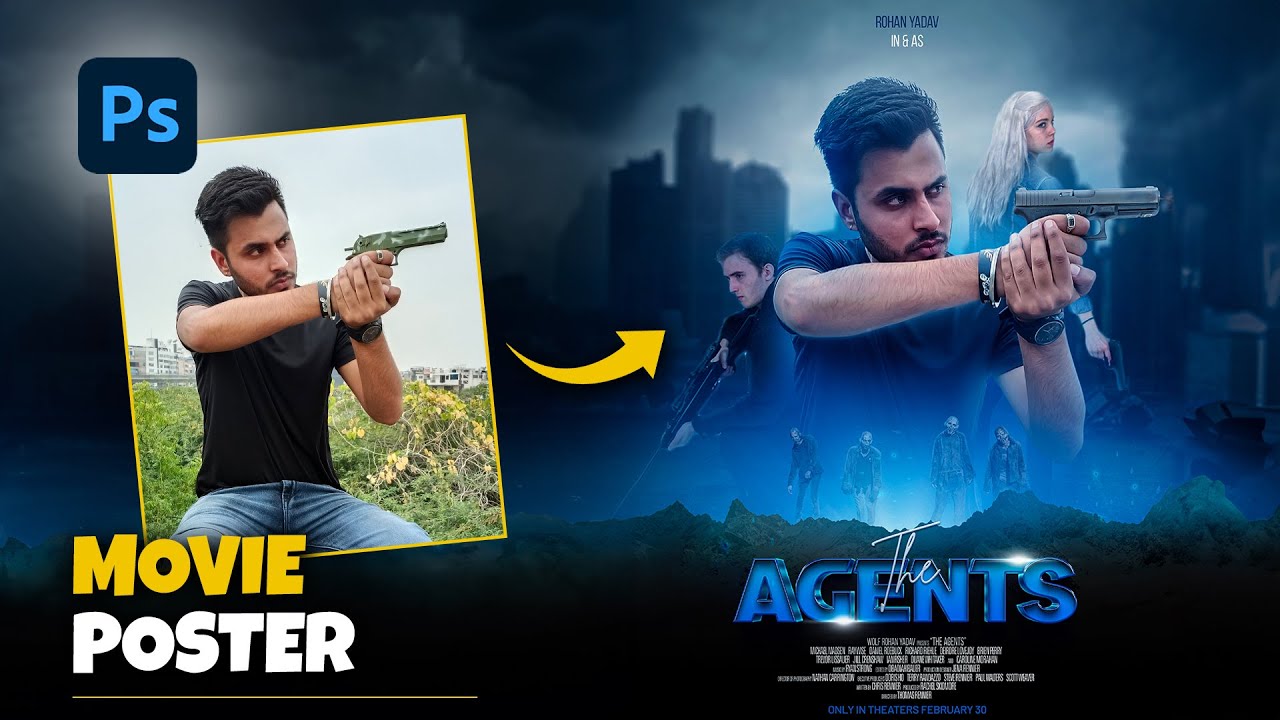 How To Create Hollywood Level Action Thriller Movie Poster Design I Photoshop Easy Tutorial