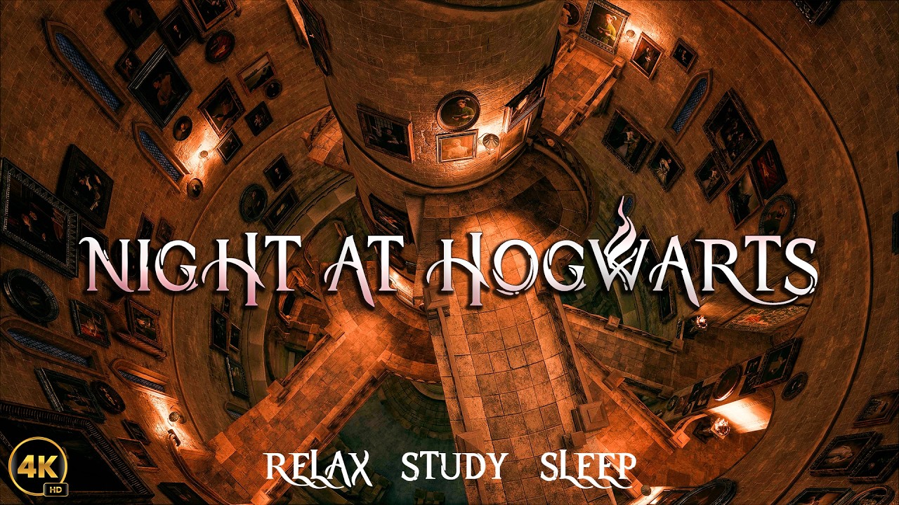 Night Hogwarts Castle Ambience 🌙 Cinematic Tour While Everyone Sleeps — Cozy Harry Potter Atmosphere
