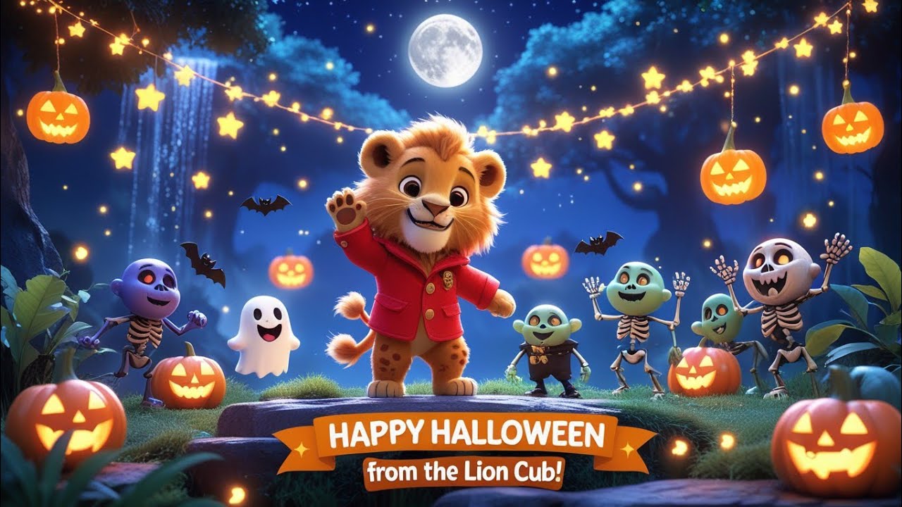 Lion Cub Halloween Adventure 🦁🎃 | Kids Colourful Animation Video Song | Fun Folk Tales | Toddlers 🎊👻
