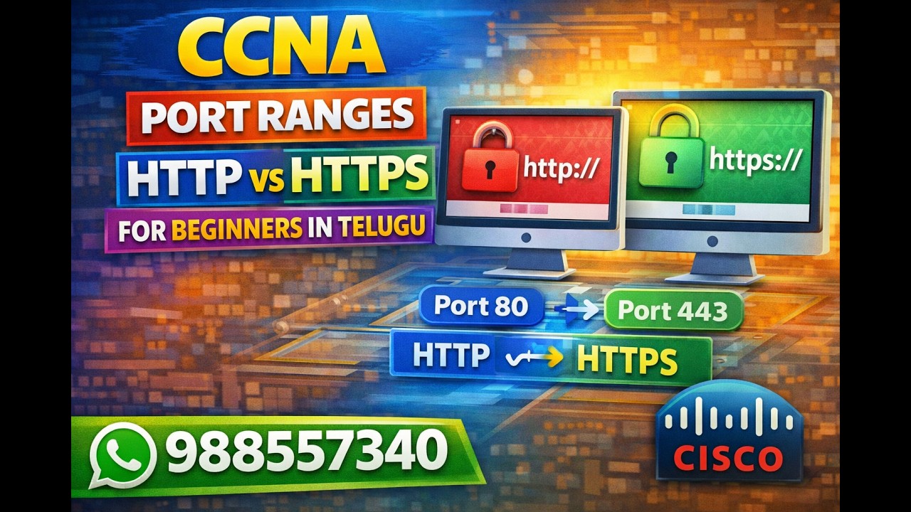 CCNA | Port Ranges | Http vs Https For Beginners In Telugu | 17 | ✆ WhatsApp (9885573740)