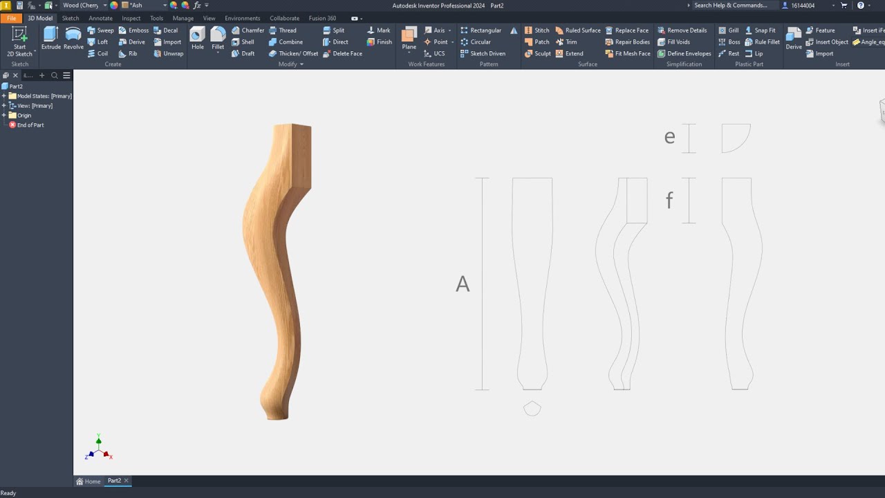 Inventor Woodworking | Curved Cabriole Leg #6