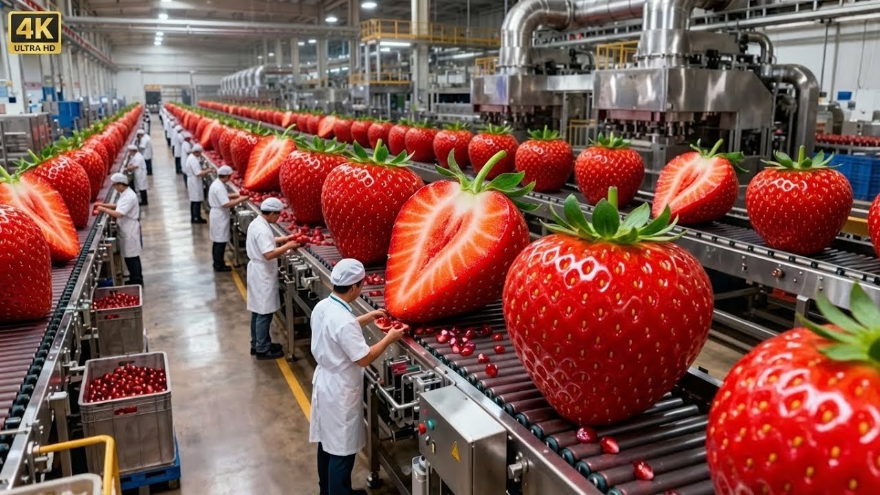 Inside a Modern Strawberry Jam Factory: From Fresh Strawberries to Gourmet Preserves (Full Process)
