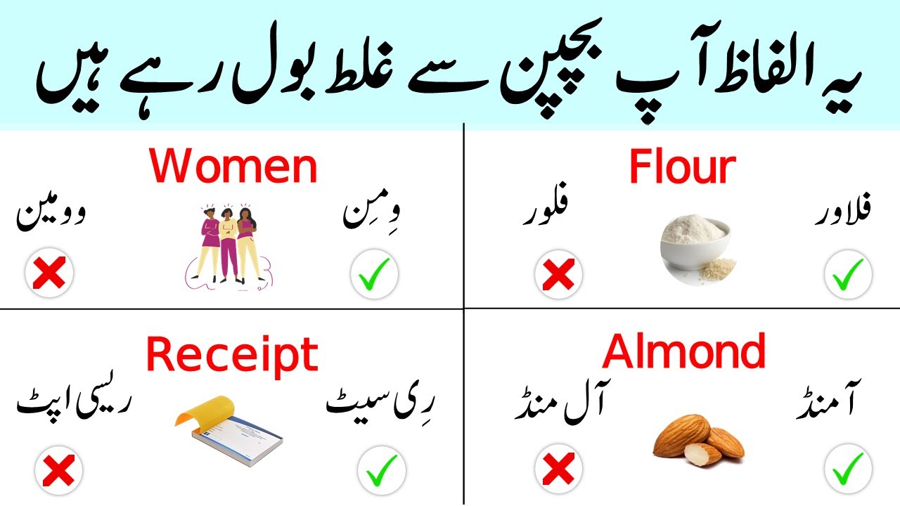 20 Commonly Mispronounced English Words with Urdu Meaning | @ilmrary