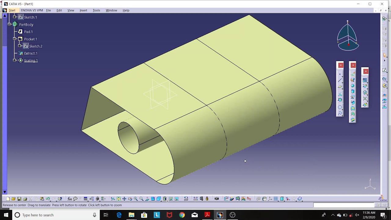 40. Wireframe and Surface Tutorial Catia V5:  Transforming Geometry by Scaling