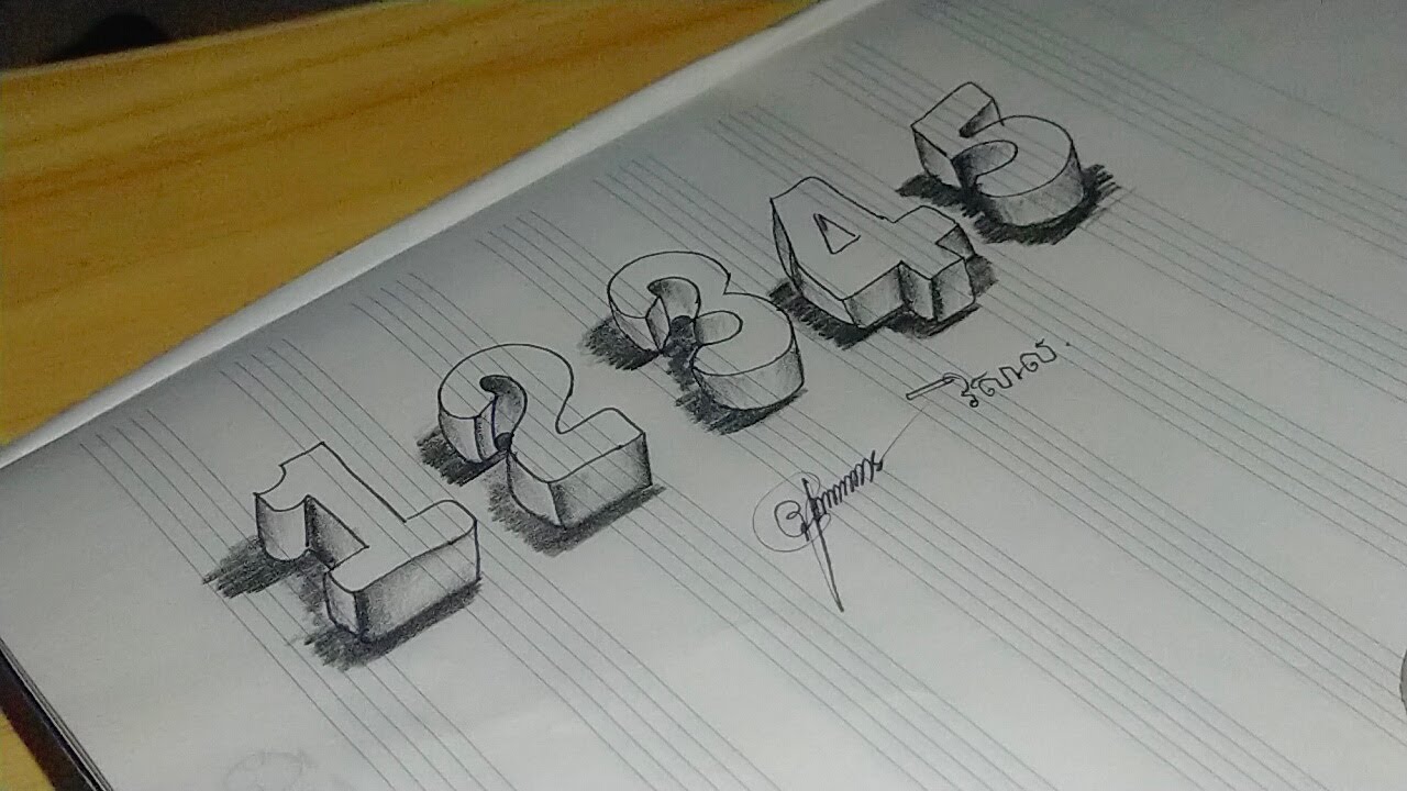 Drawing the Number 1-5 in 3D| Pusalcalligraphy