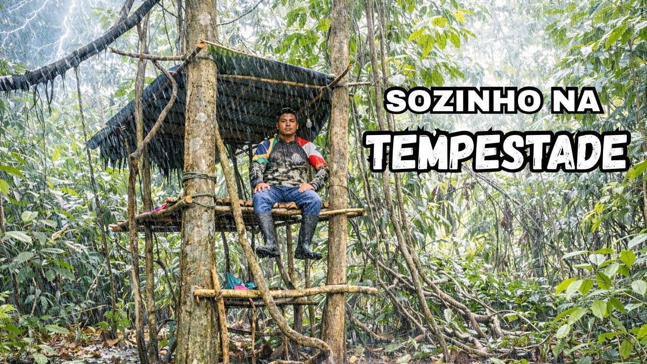SOBREVIVI em um ABRIGO SELVAGEM na TEMPESTADE no meio da FLORESTA AMAZÔNICA