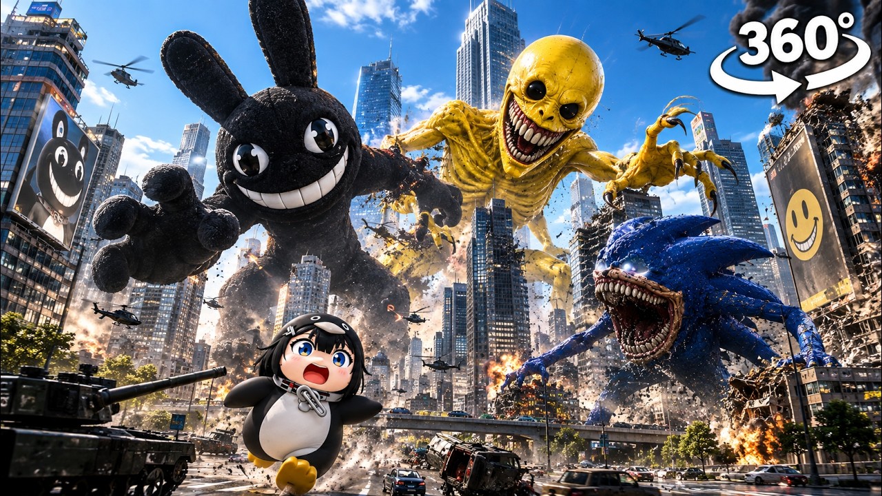 GUGU GAGA, VERITY & SONIC MONSTERS Take Over the City! | 360&deg; VR Horror 4K