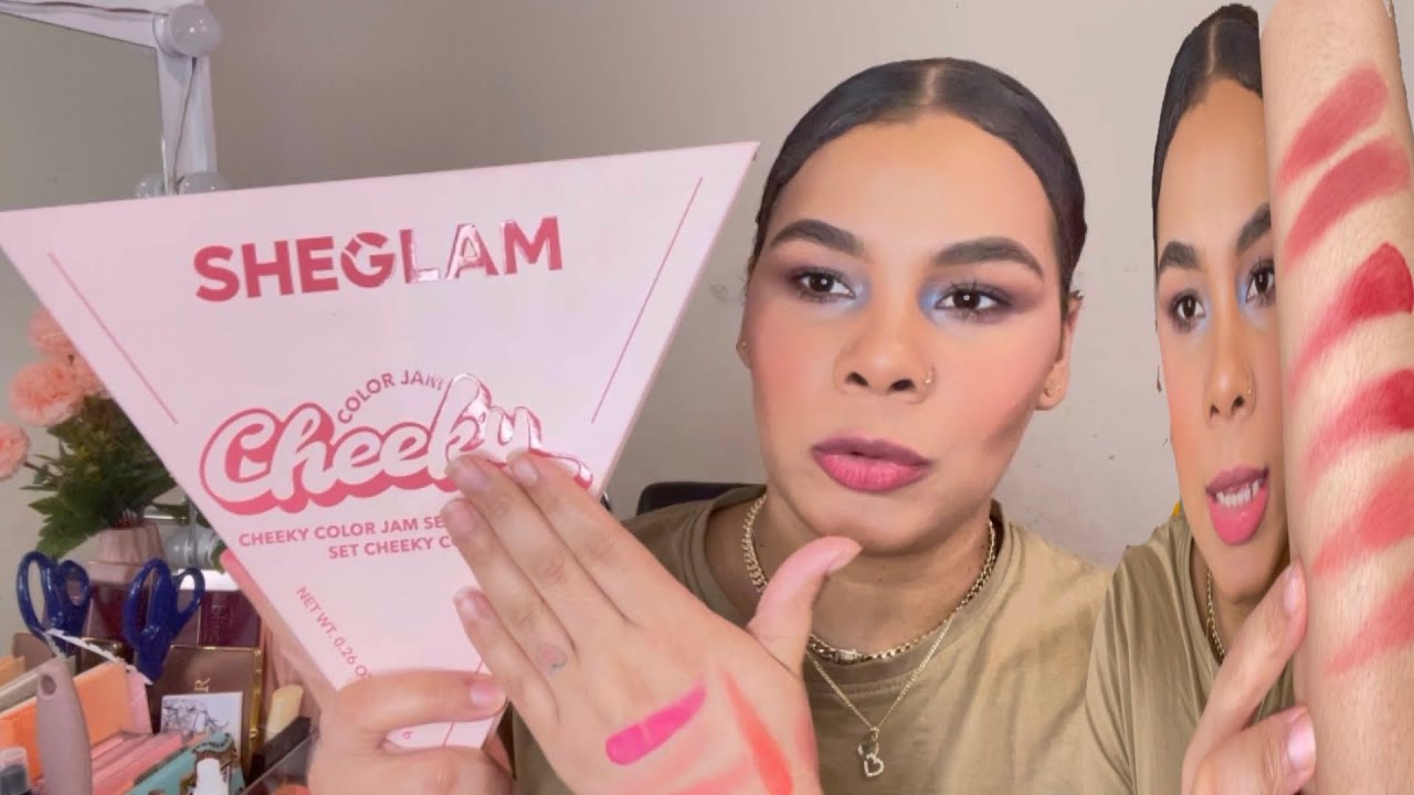 NEW‼️ SHEGLAM CHEEKY COLOR JAM / SWATCHES, TRY ON Y COMPARACIONES 🤡👄💕