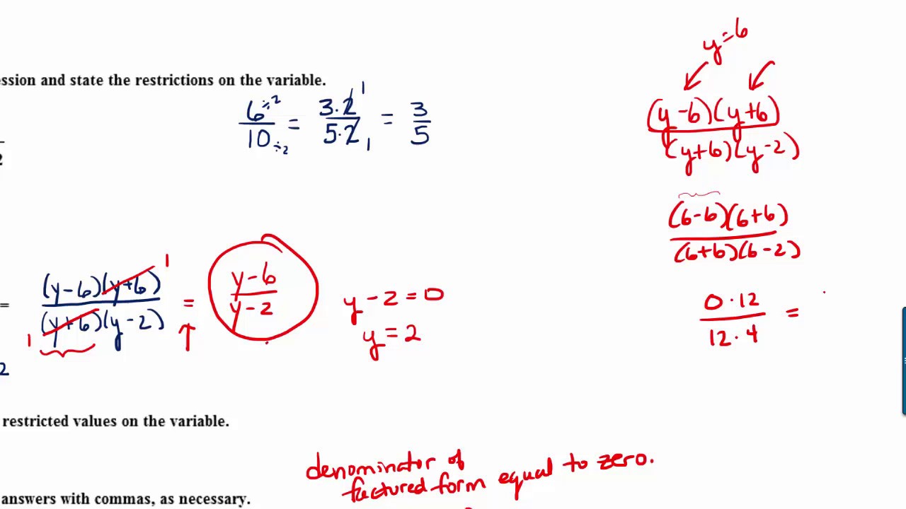Restricted Values of a Rational Expression