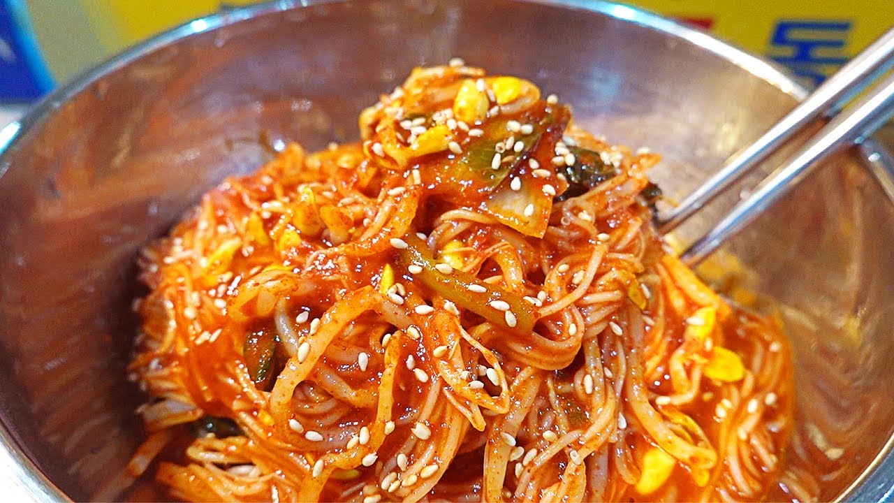 Korean SPICY Noodles 🔥 (Bibim Guksu) - Korean Street Food