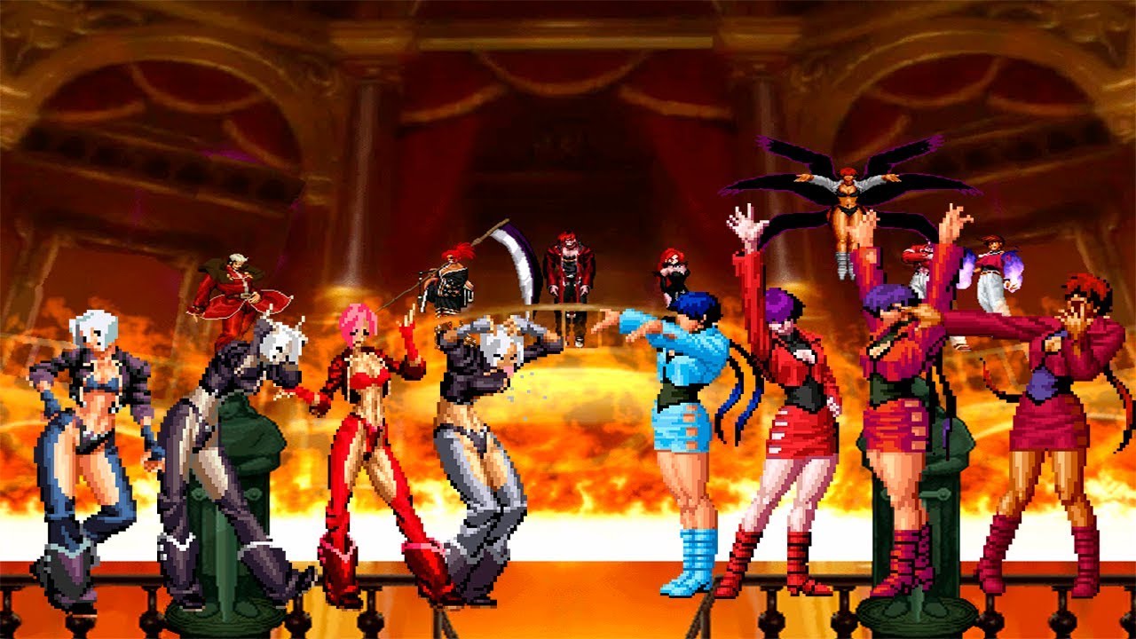 Kof Mugen Angel Team Vs Shermie Team!!!!