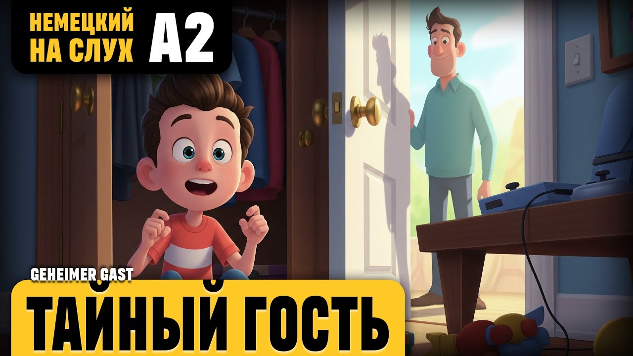 Тайный гость. Весёлый рассказ (уровень А2). Немецкий на слух.