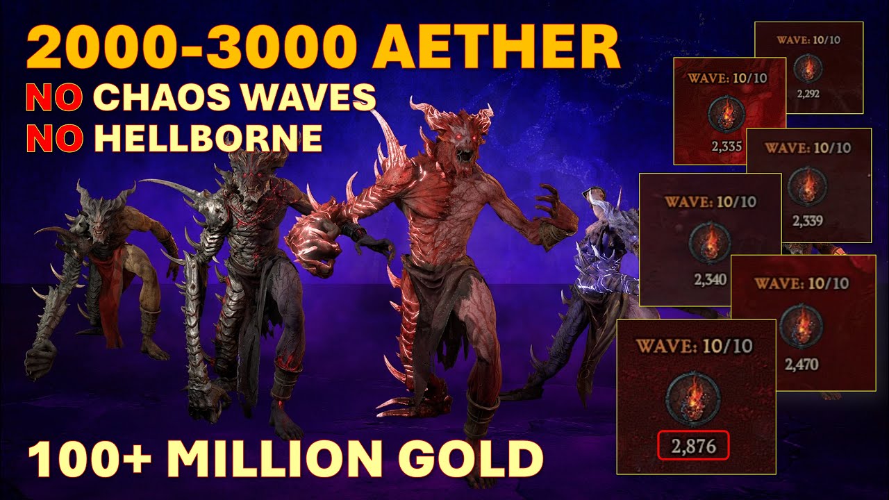 Over 2000 aether per run, 100 mil gold - Best way to farm infernal hordes - Diablo 4 Season 11