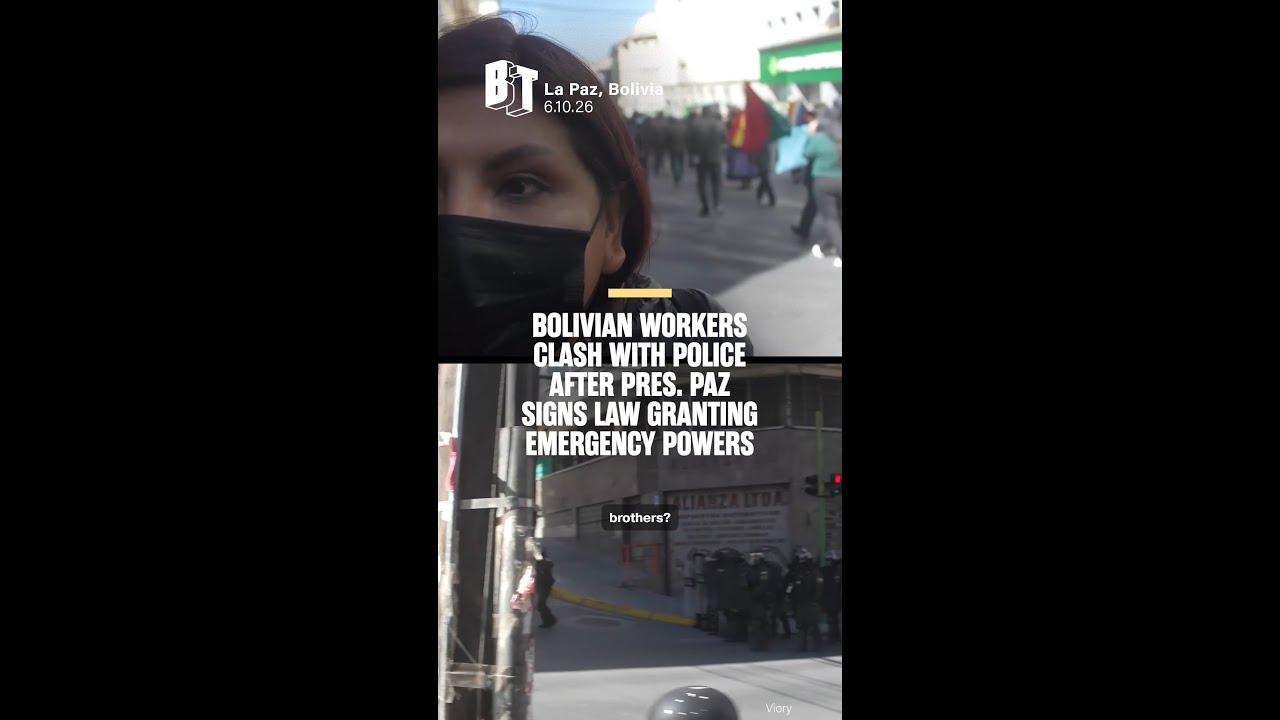 Bolivian workers clash with police after Pres. Paz signs law granting emergency powers