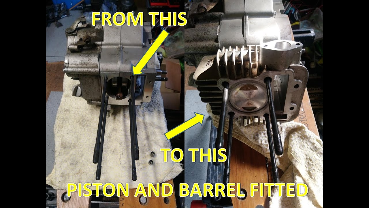 Fitting pitbike piston rings and the barrel to the 155cc chinese dirt bike rebuild