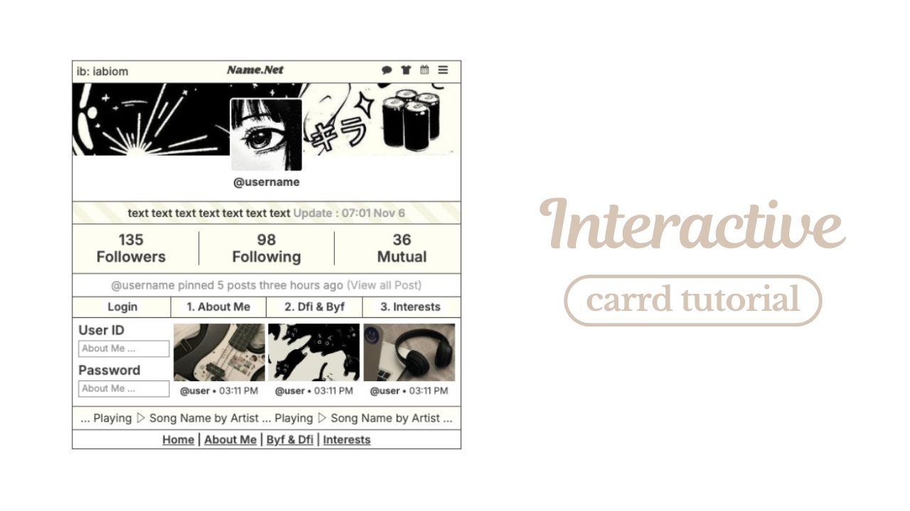 interactive aesthetic carrd tutorial - ib iabiom