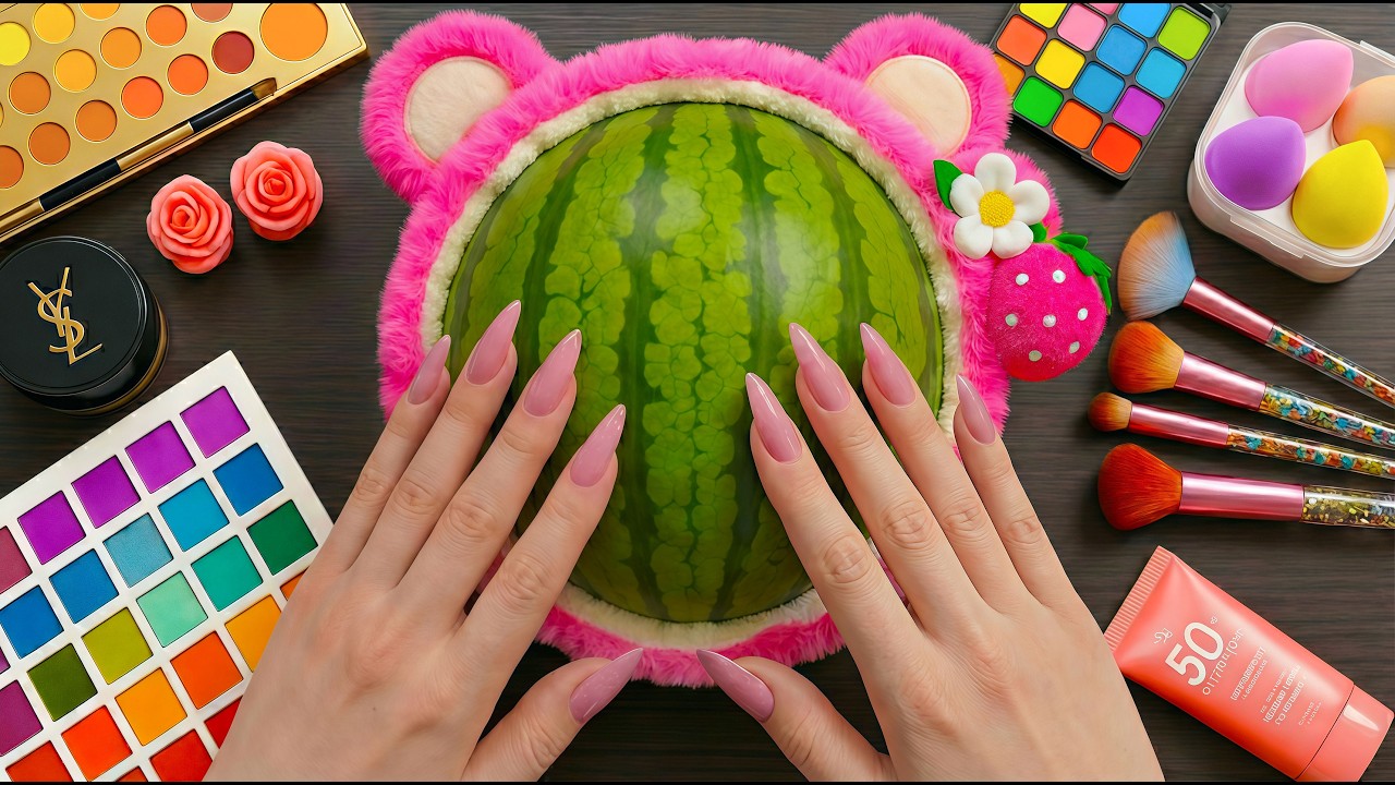 ASMR Makeup on Watermelon (No Talking)