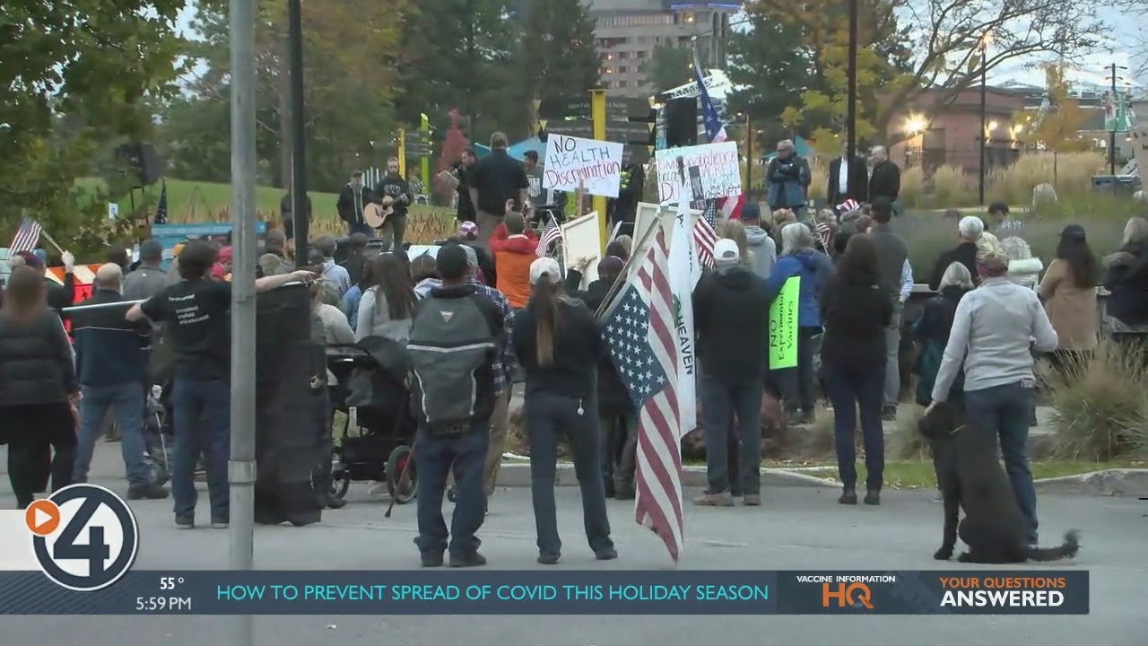 People protest vaccine mandate in downtown Spokane