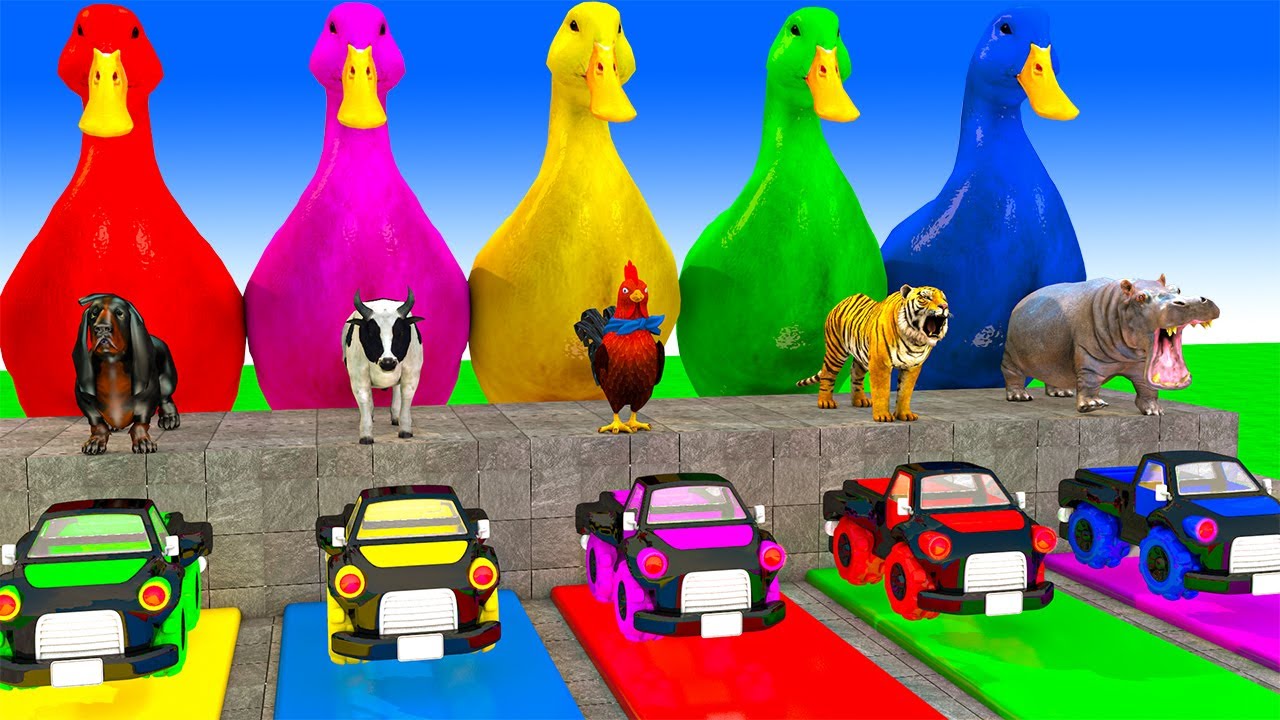 Long Slide Game With Cow Elephant Gorilla Hippopotamus Tiger 3d Animal Game Funny 3d Animals
