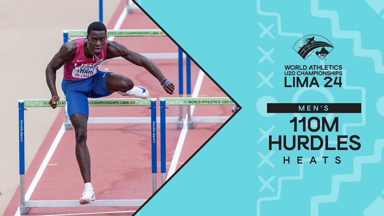 🇺🇸's Ja'Kobe Tharp leads 110m hurdles heats 🔥 | World Athletics U20 Championships Lima 2024