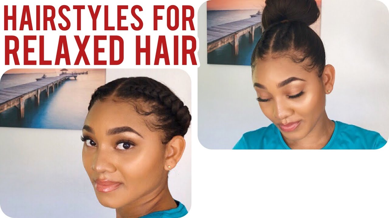 EASY BRAID HAIRSTYLES FOR RELAXED HAIR *PROTECTIVE STYLE*