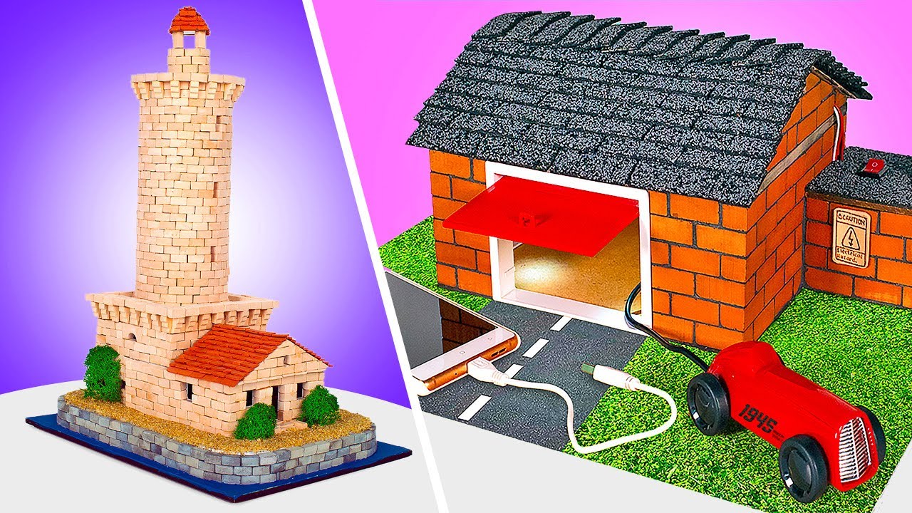 DIY Mini Bricks Crafts! || Miniature Garage And Lighthouse From Mini Bricks