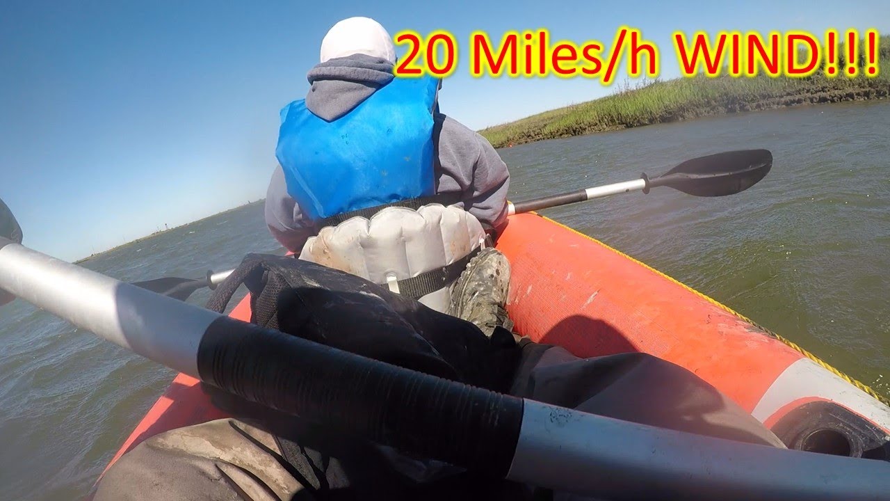 Intex Excursion Pro Kayak Paddling in STRONG WIND in NJ Saltwater (How is it handle the strong wind)