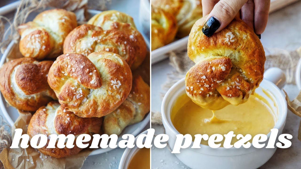 CHEWY SOFT PRETZELS WITH VEGAN CHEESE SAUCE [HOLIDAY APPETIZER IDEA] | PLANTIFULLY BASED